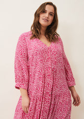 Sadie Printed Swing Dress - Hot Pink