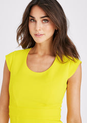 Abree Fitted Peplum Hem Dress - Yellow