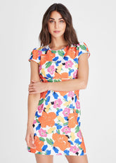 Mirian Floral Textured Mini Dress - Multi-Coloured