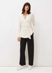 Deona Ribbed Wrap Top - Cream