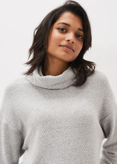 Nico Asymmetric Textured Jersey Top - Grey