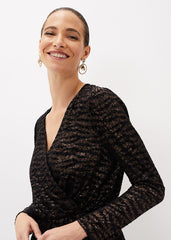 Lauren Animal Burnout Texture Top - Black