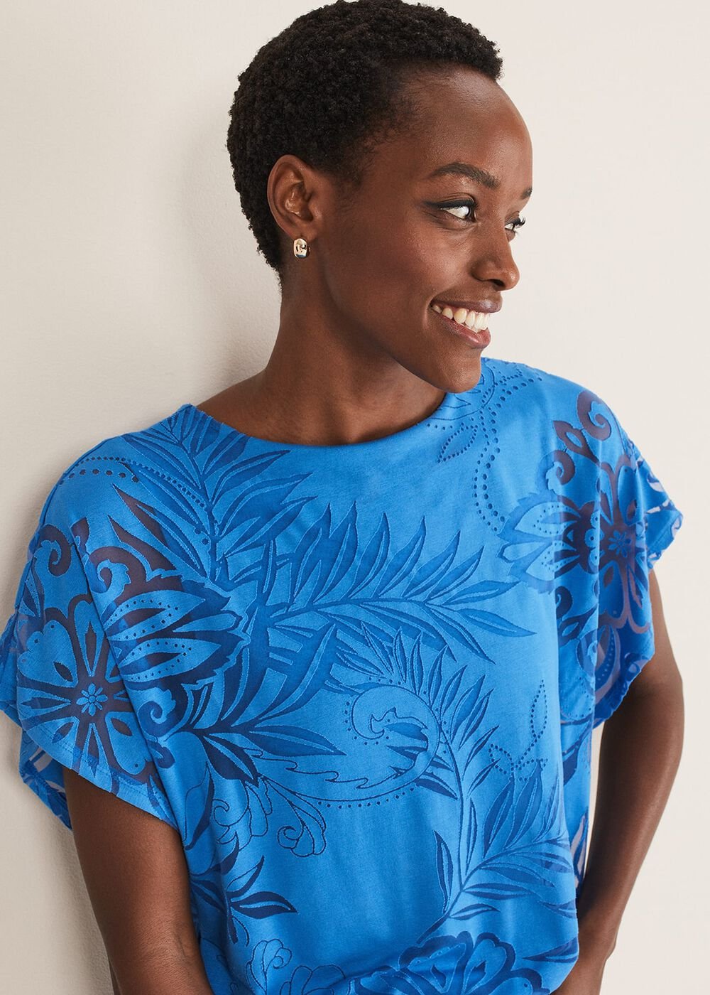 Rubi Burnout Top - Sapphire Blue