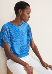 Rubi Burnout Top - Sapphire Blue