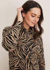 Nerissa Animal Print Snuggle - Camel/Black