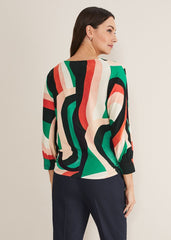 Nathalie Swirl Print Top - Multi-Coloured