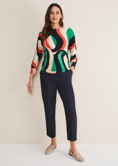 Nathalie Swirl Print Top - Multi-Coloured
