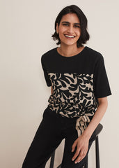 Arie Abstract Top - Stone/Black