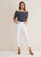 Taylah Striped Bandeau Top - Navy/Ivory