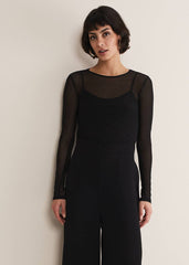 Eleena Black Mesh Top - Black