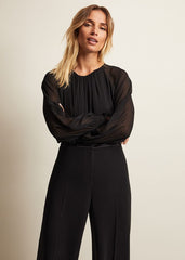 Aria Chiffon Double Layer Top - Black