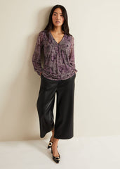 Elyza Snake Mesh Print Top - Multi-Coloured
