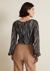 Patricia Pearl Print Woven Mix Top - Black