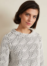 Rena Textured Top - Ivory/Black