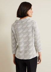 Rena Textured Top - Ivory/Black