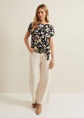 Maddie Watercolor Top - Black/Multi