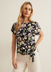 Maddie Watercolor Top - Black/Multi