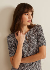 Evelyn Geo Print Top - Black/Multi