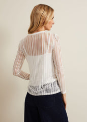 Loraine Linear Burnout Top - Ivory