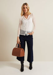Loraine Linear Burnout Top - Ivory
