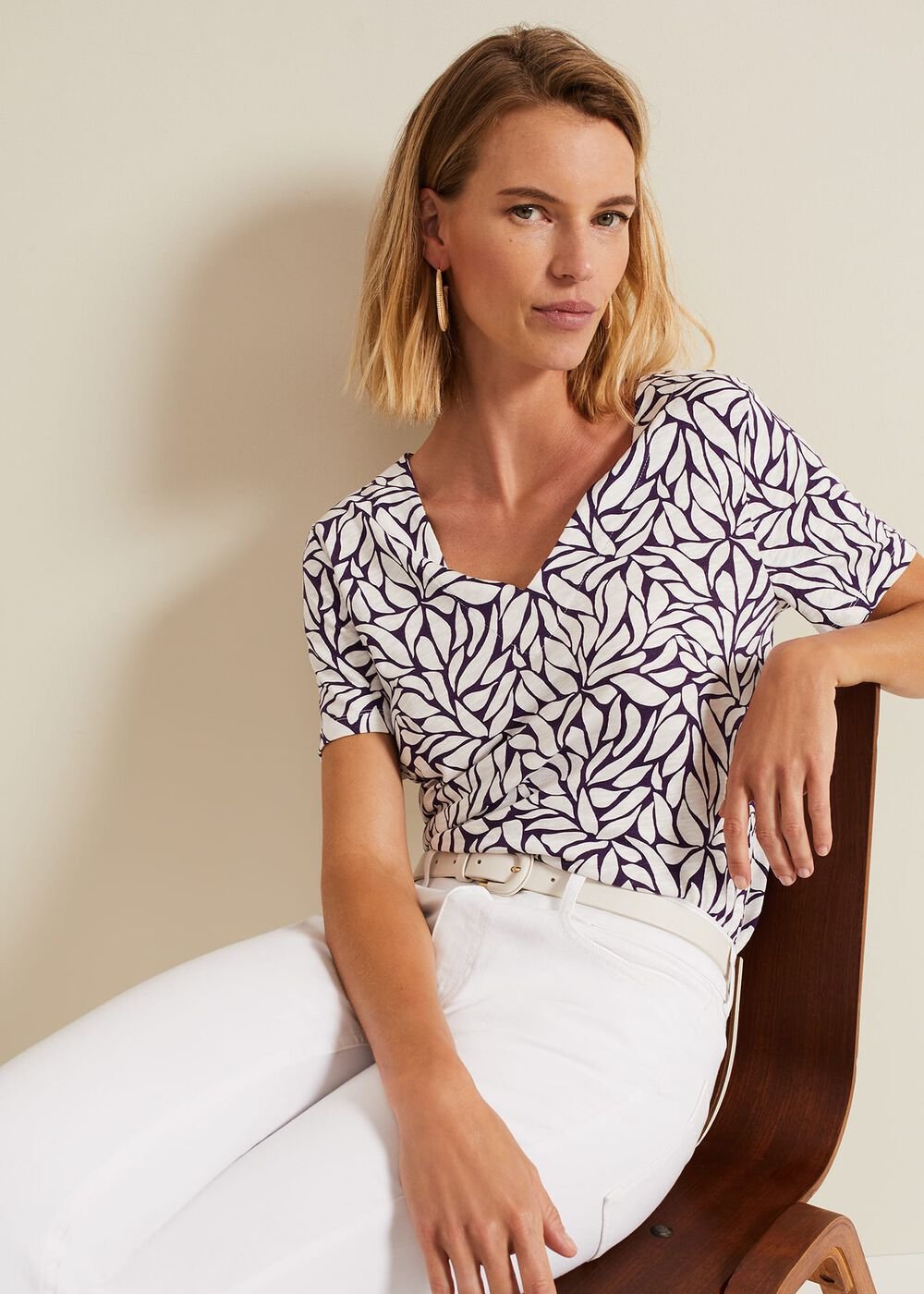Alice Leaf Print Top - Purple