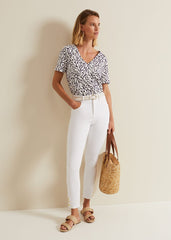 Alice Leaf Print Top - Purple