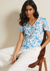 Lorenna Floral Print Top - Blue