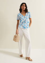 Lorenna Floral Print Top - Blue