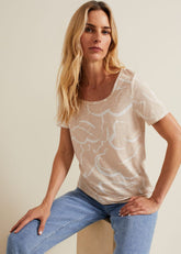 Nia Linear Print Top - Neutral