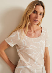 Nia Linear Print Top - Neutral