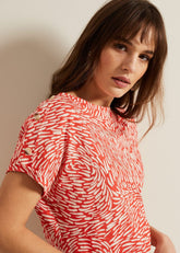 Suzie Button Detail Printed Top - Red