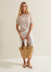 Carina Stripe Cowl Neck Top - Neutral