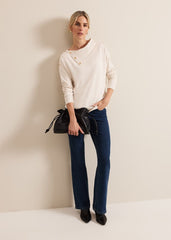 Brienna Button Detail Top - Cream