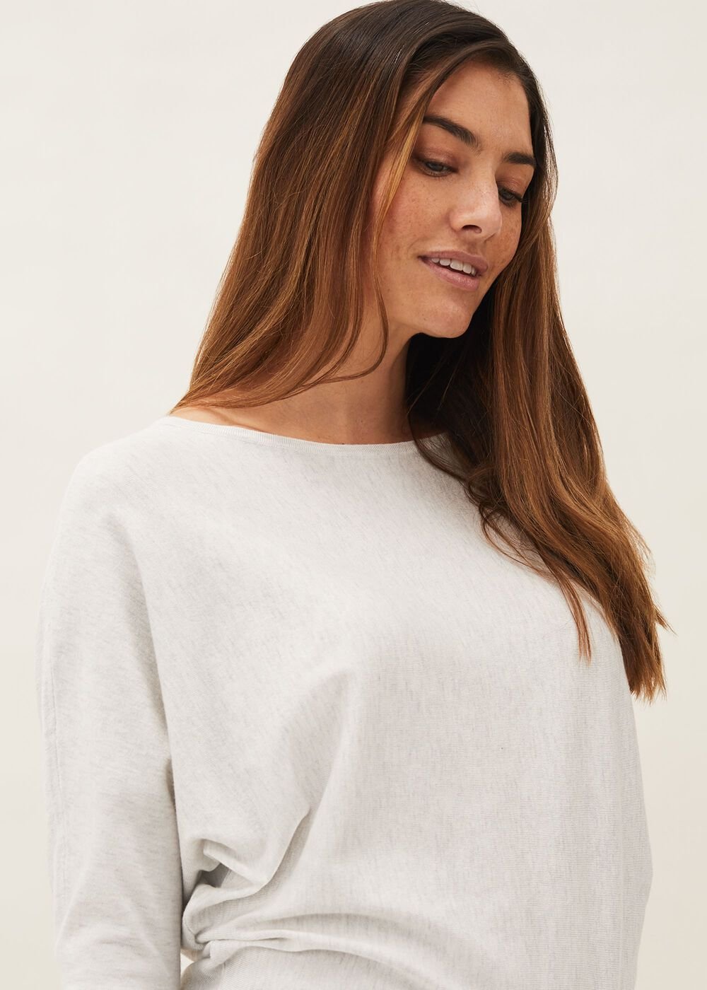 Women's Light Grey Batwing Jumper - Grey