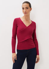 Lelyah Wrap Fine Knit Jumper - Raspberry