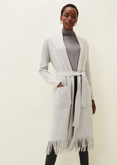 Debbie Tassel Trim Maxi Cardigan - Pale Grey