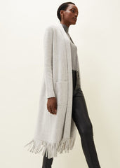 Debbie Tassel Trim Maxi Cardigan - Pale Grey