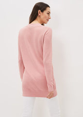 Camille Linen Longline Cardigan - Pale Pink