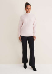 Indigo Button Cuff Easy Knit - Soft Pink