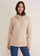 Nola Zip Neck Chunky Relaxed Knit - Oatmeal