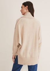 Nola Zip Neck Chunky Relaxed Knit - Oatmeal