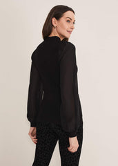 Eliza Chiffon Sleeve Knit - Black