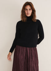 Cressida Wool Cashmere Roll Neck - Black