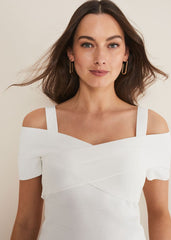 Jasmine Bardot Knitted Bandage Top - Ivory