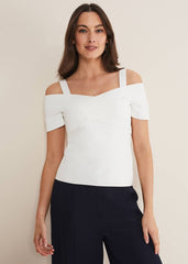 Jasmine Bardot Knitted Bandage Top - Ivory