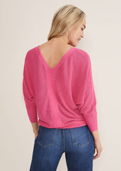 Tia V Neck Linen Knit - Pink