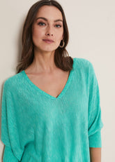 Larisa V Neck Knit - Aqua