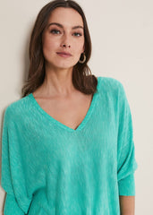 Larisa V Neck Knit - Aqua