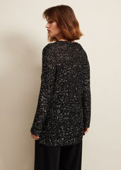 Juanna Sequin Knitted Top - Black