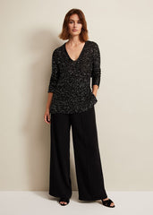 Juanna Sequin Knitted Top - Black